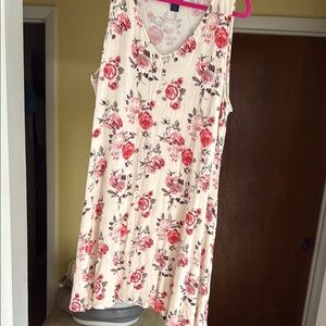 Floral Sleeveless Dress - Pink and Cream